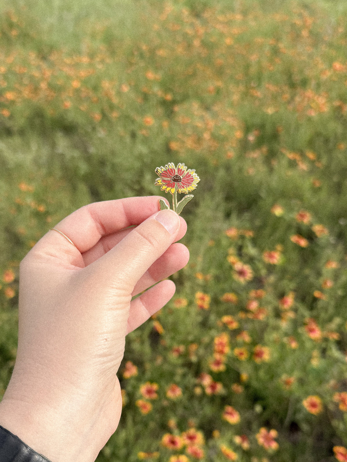 Indian Blanket Enamel Pin (Gold)