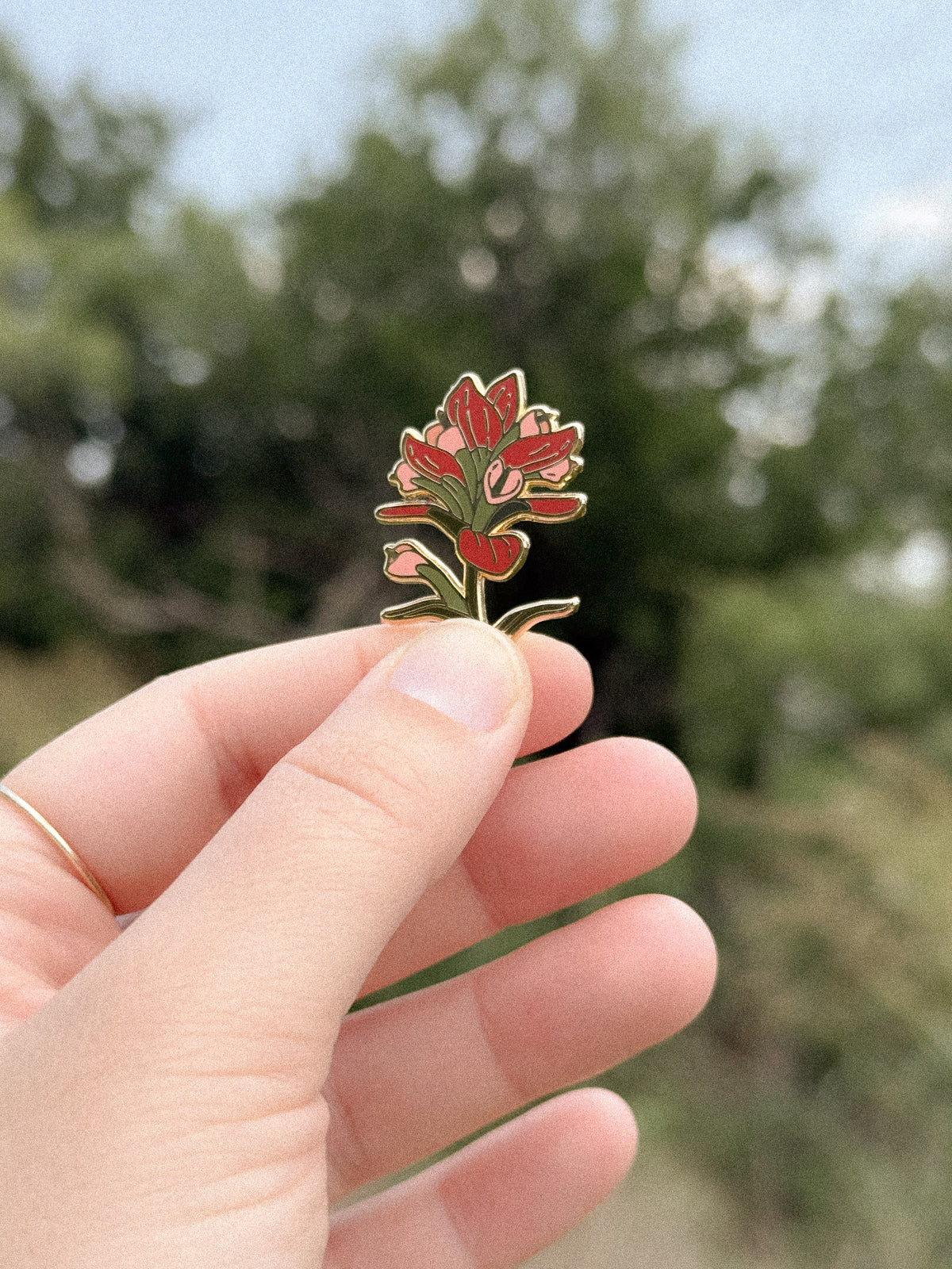Indian Paintbrush Enamel Pin (Gold)