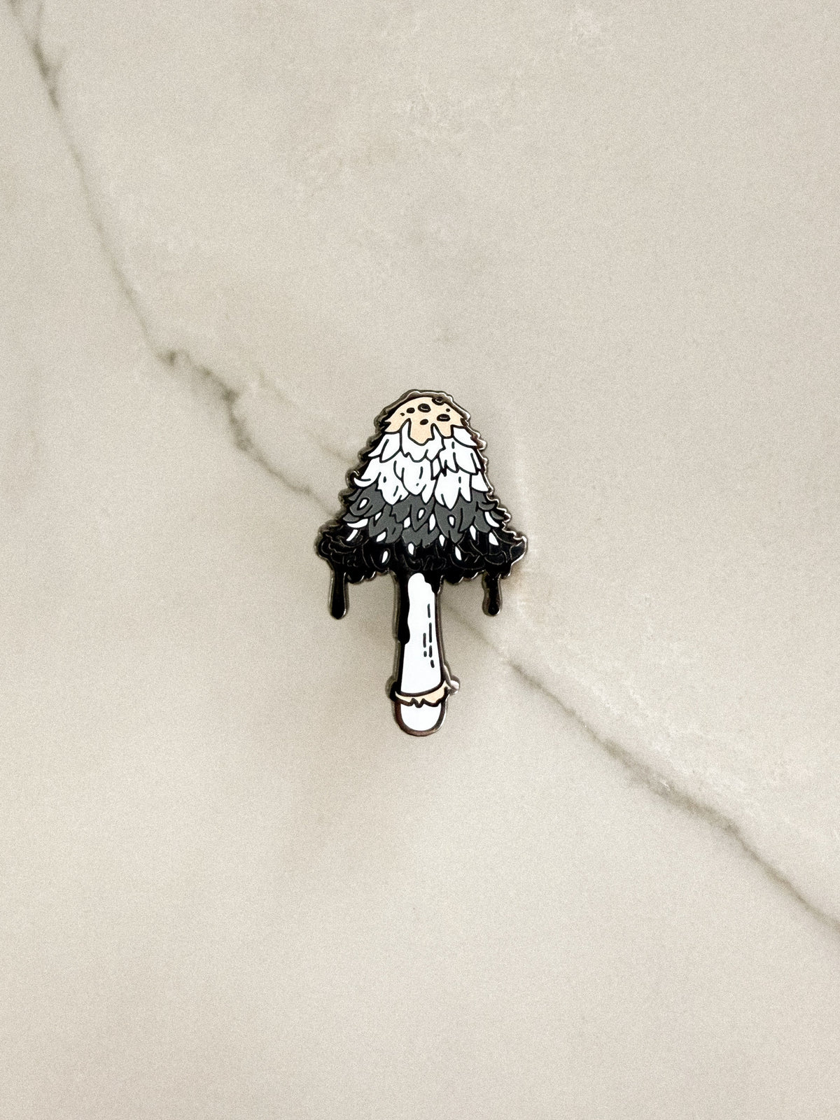 Inky Cap Mushroom Enamel Pin (Black Nickel)